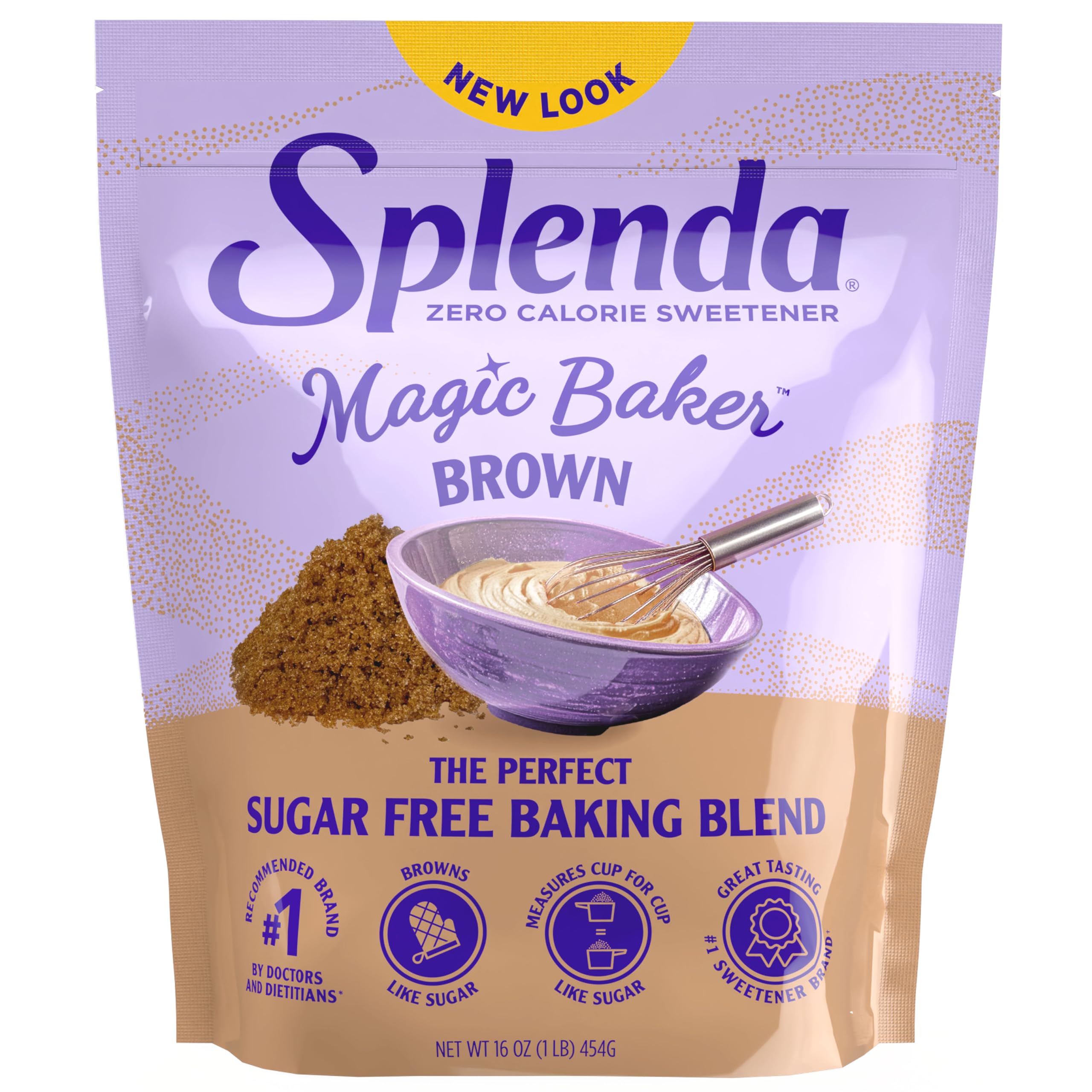 SPLENDA Magic Baker Brown packaging highlights zero sugar baking for everyday pastries