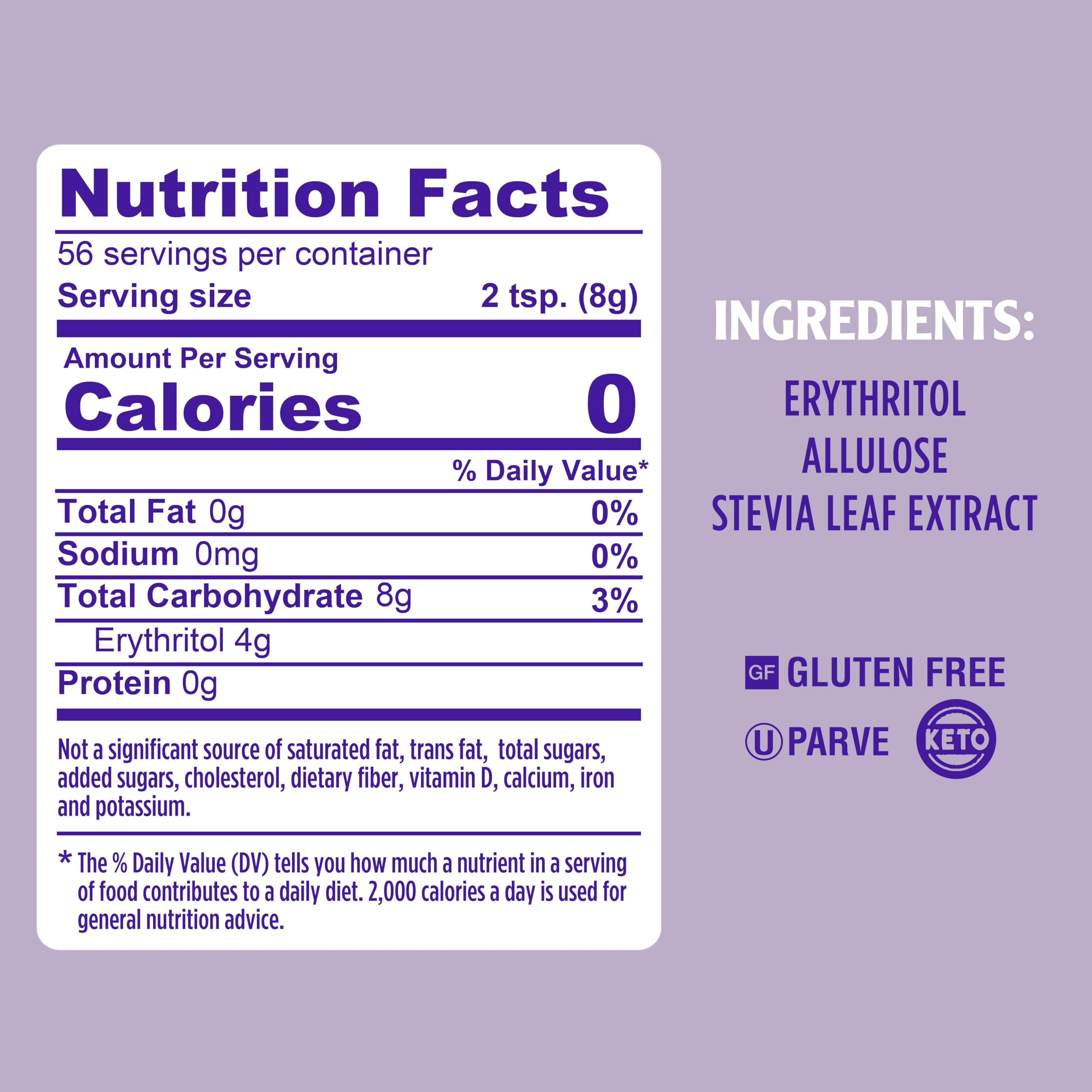 Zero-calorie baking visual demonstrates sweet-tasting, calorie-free baking option.