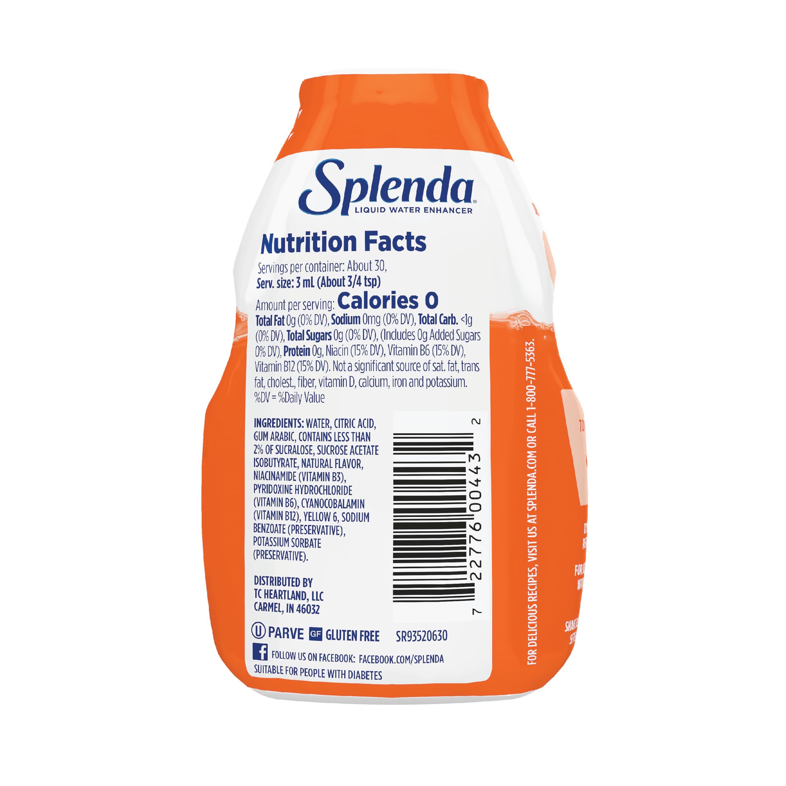 On-the-go SPLENDA Mandarin Orange bottle ready for flavoring beverages.