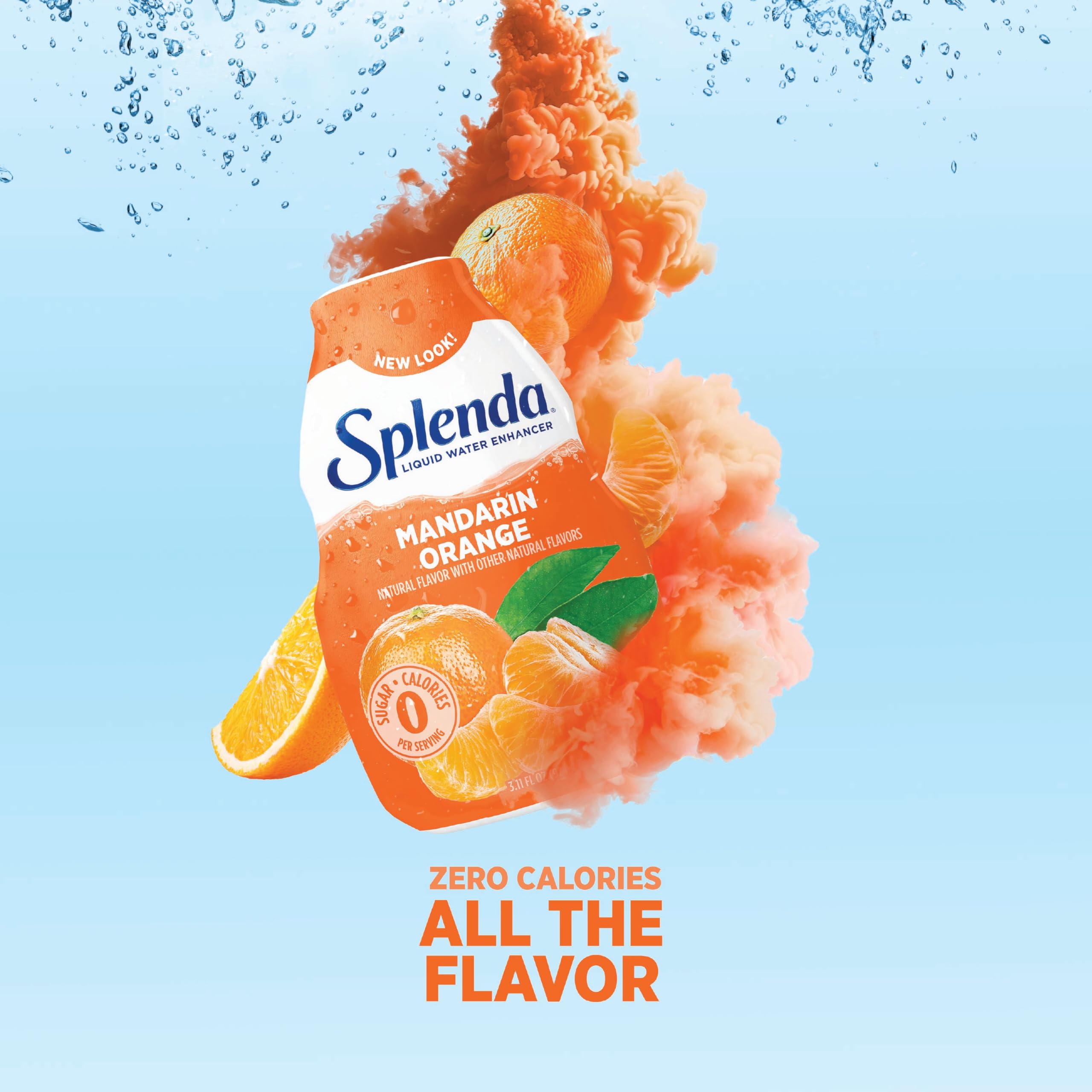 Pour shot of SPLENDA Mandarin Orange into a glass with ice.