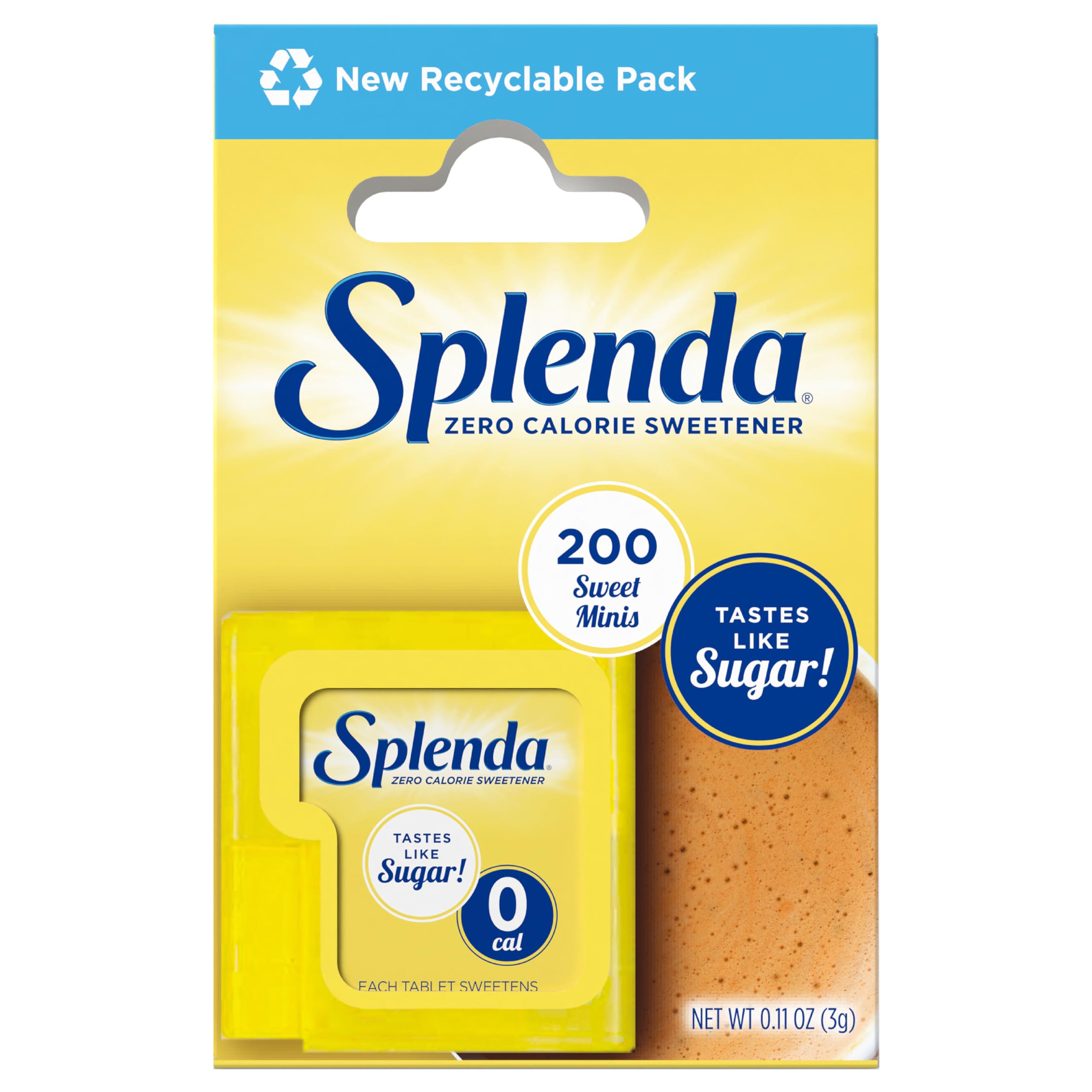 SPLENDA Minis dispenser pocket keeps sweetener handy for everyday beverages.