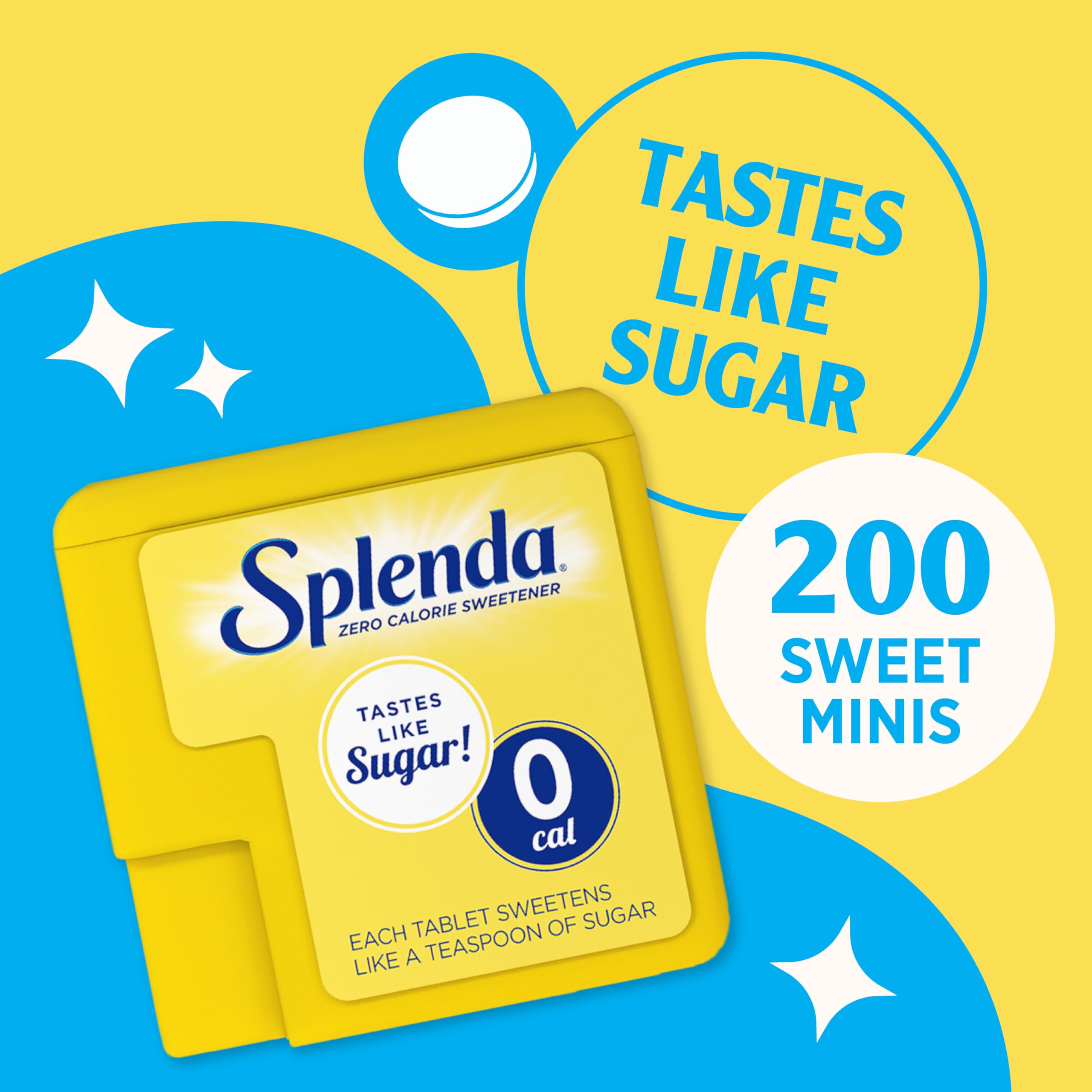 SPLENDA Minis zero calories provide familiar sweetness without added energy.