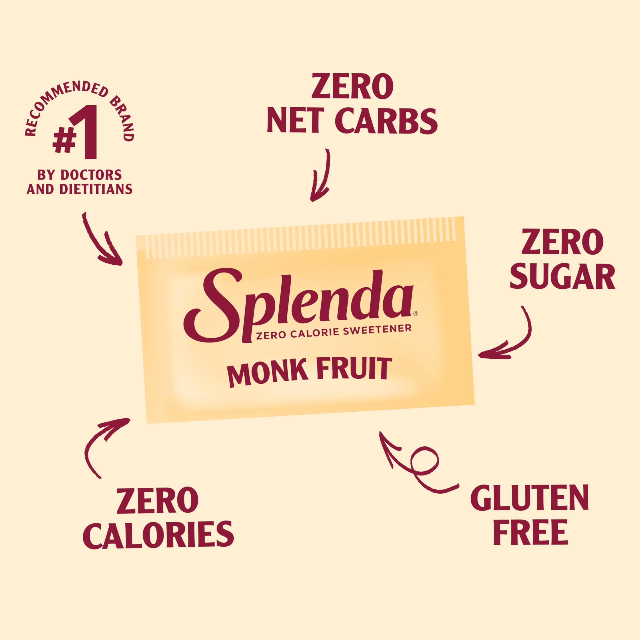 SPLENDA Monk Fruit zero-calorie sweetener used in baking for light sweetness in batter.