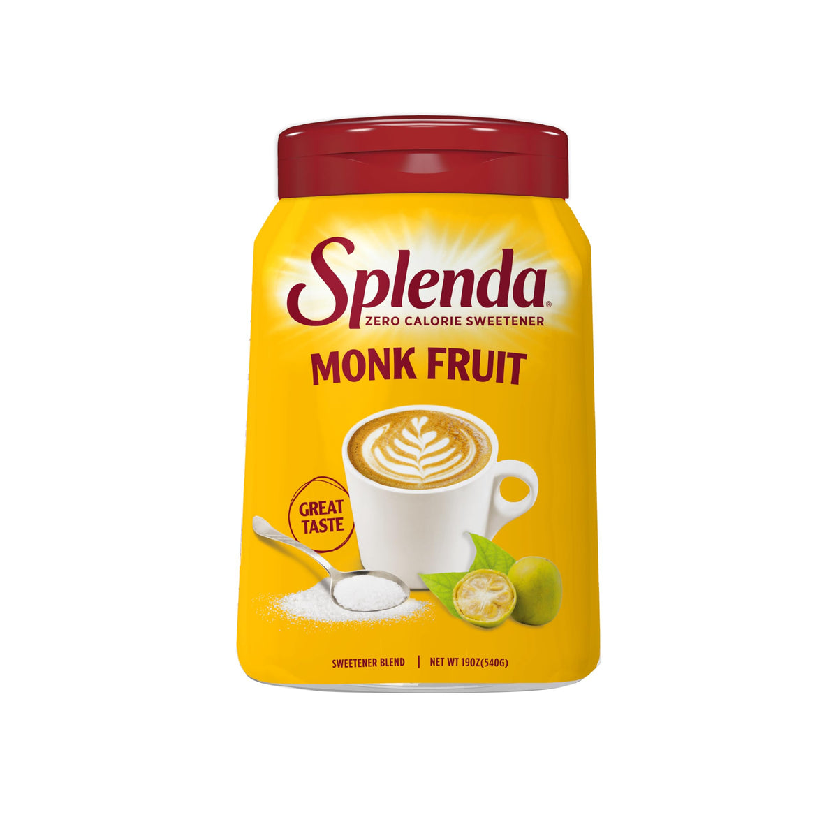SPLENDA Monk Fruit zero-calorie bottle-pour for quick sugar-free beverages.