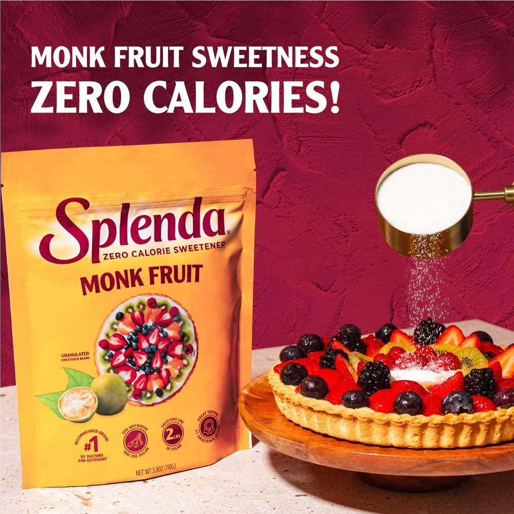Splenda Monk Fruit Zero Calorie in coffee dissolves easily for a calorie-free sip.