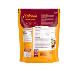 Splenda Monk Fruit Zero Calorie packaging shown as a no erythritol sugar substitute.