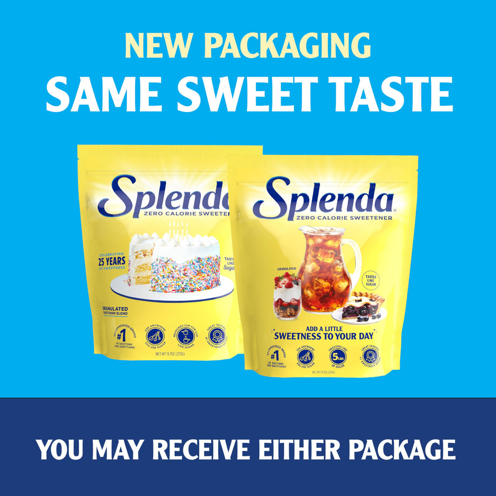 SPLENDA no-calorie sweetener in a mixing bowl for baking versatility.