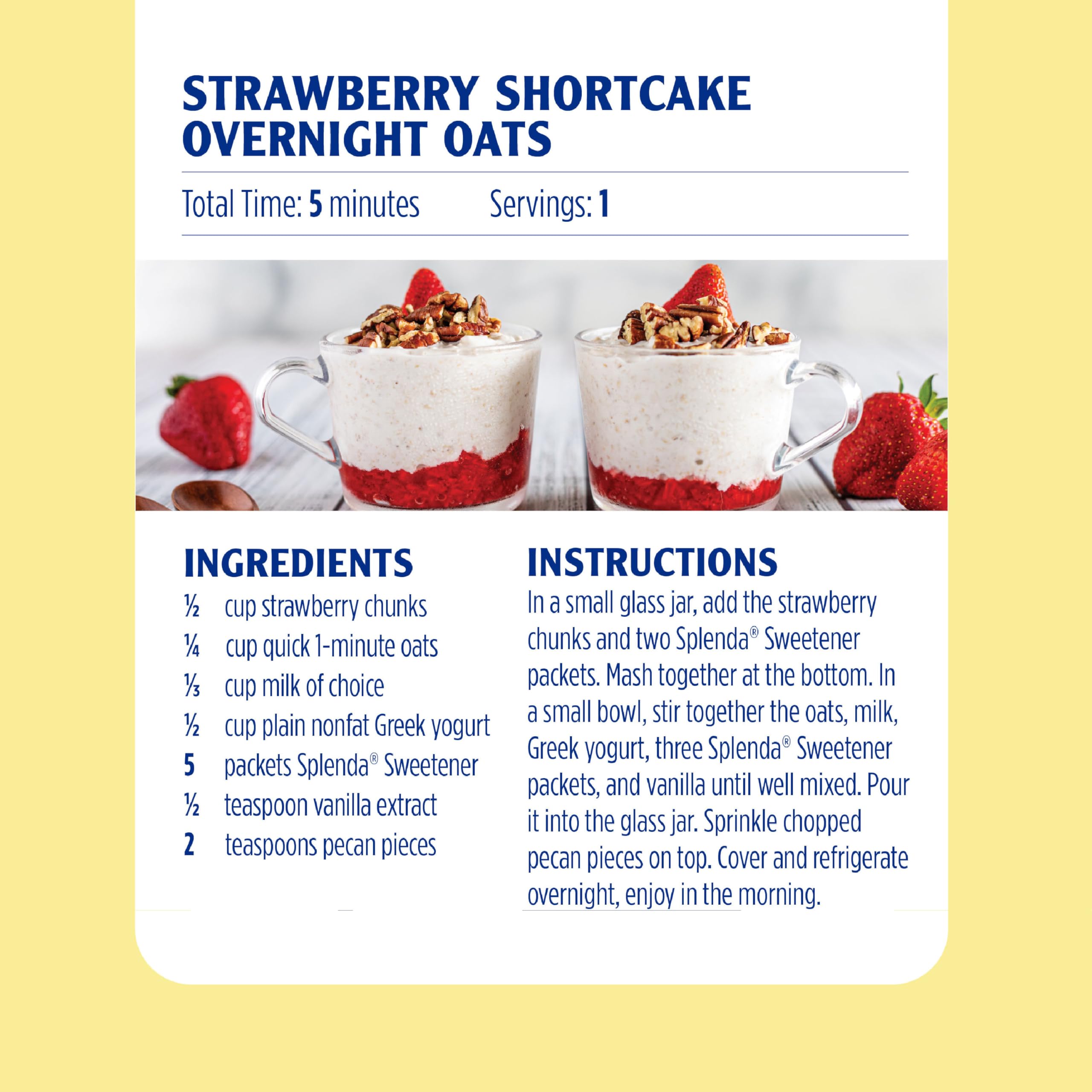 Splenda packet being poured from box implies quick sweetness addition