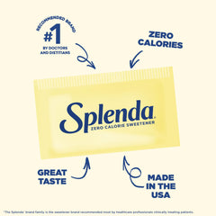 SPLENDA packets dropped into tea highlight sugar-free flavor.