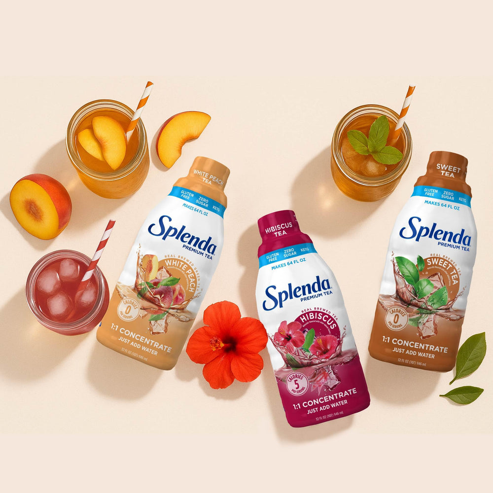 SPLENDA Premium Hibiscus Tea setup shows easy mix-and-serve for busy days.