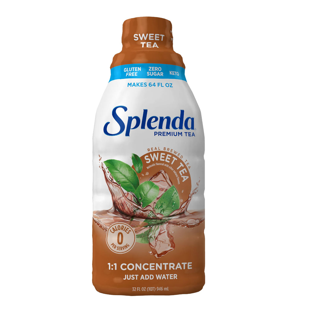 SPLENDA Premium Sweet Tea concentrate bottle ready for quick 1:1 mixes