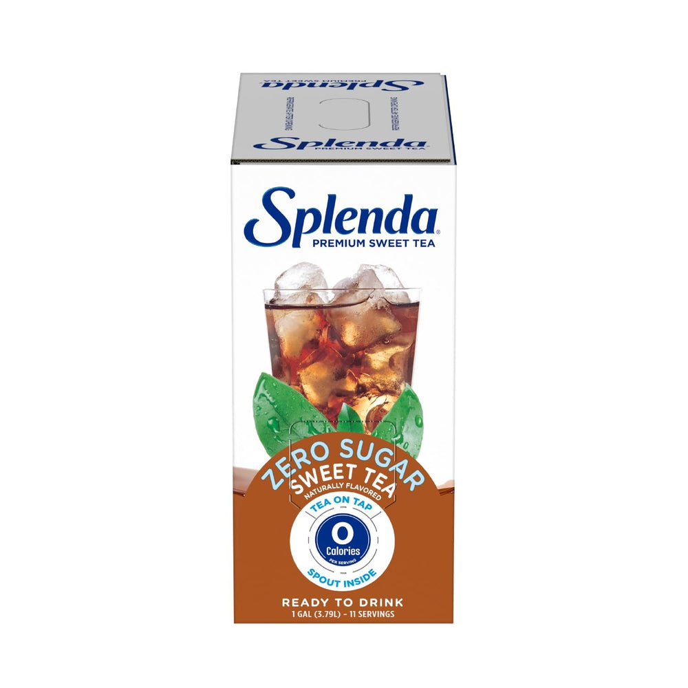 SPLENDA Premium Sweet Tea On Tap serving glass with ice and lemon.
