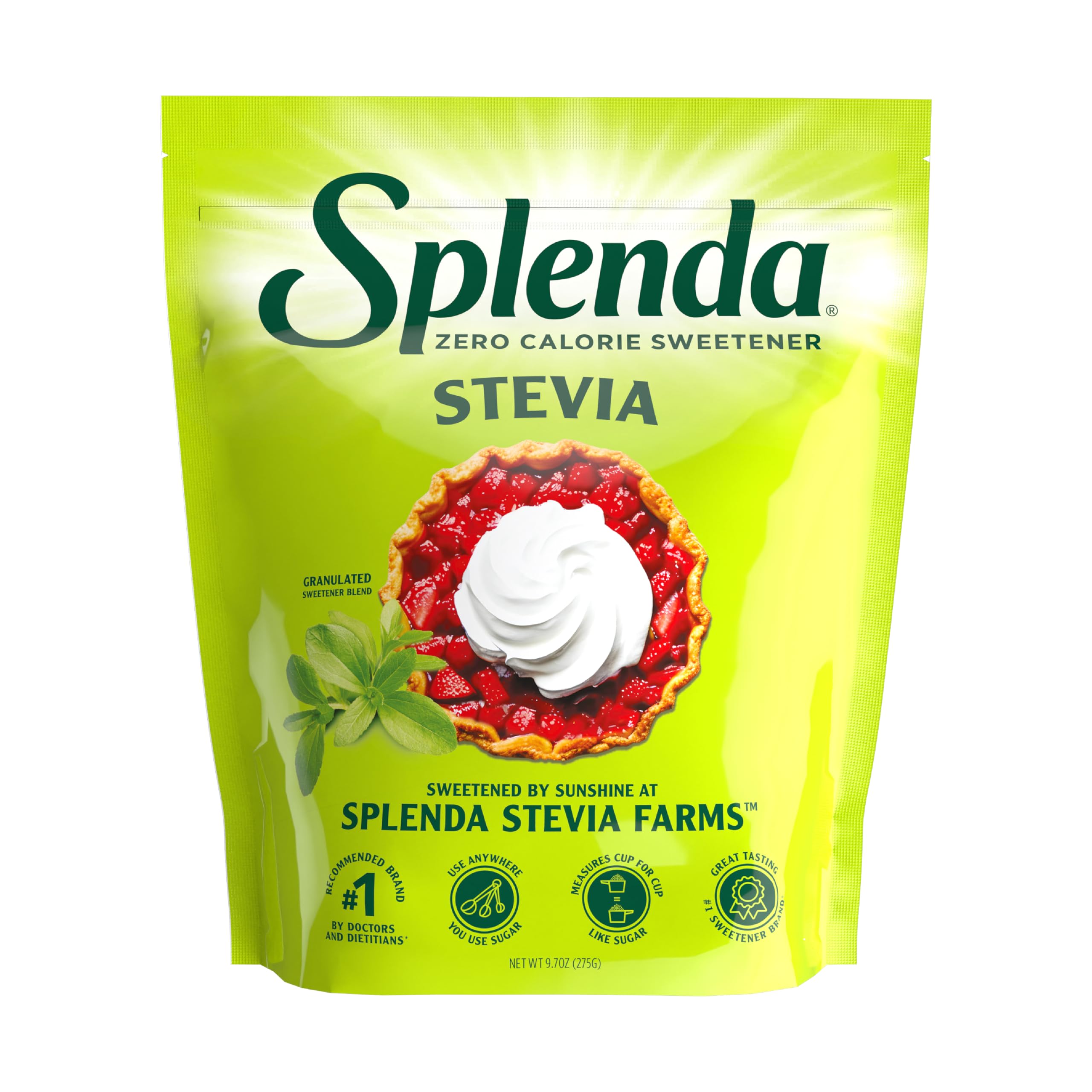SPLENDA Stevia zero-calorie baking powder close-up for sugar-free baking