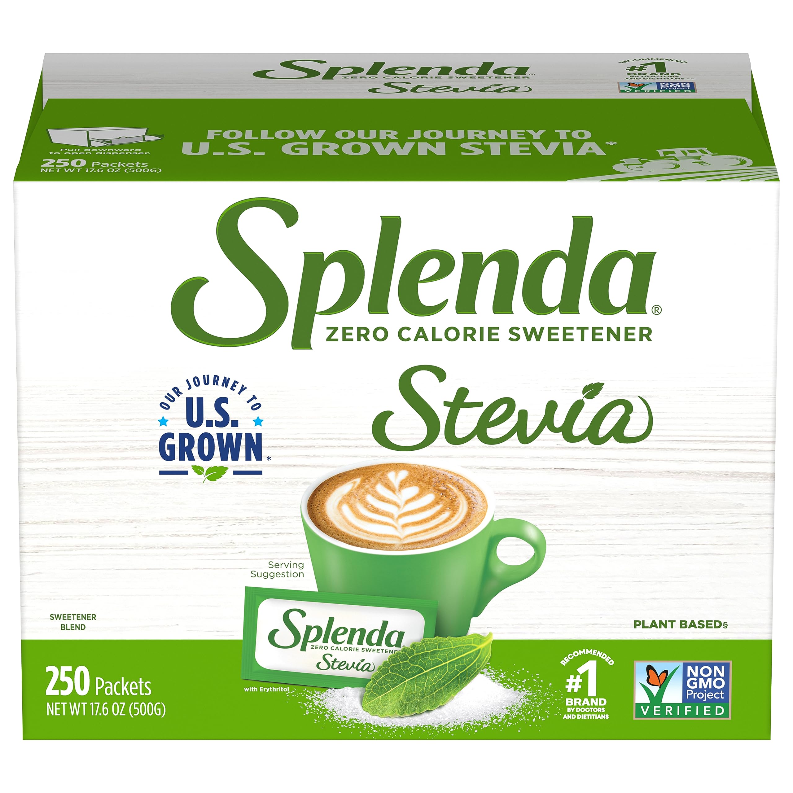 Splenda Stevia zero-calorie packets in a tray for easy portion control.