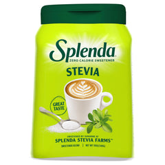 SPLENDA Stevia zero-calorie sweetener jar front view for everyday, calorie-free sweetness.
