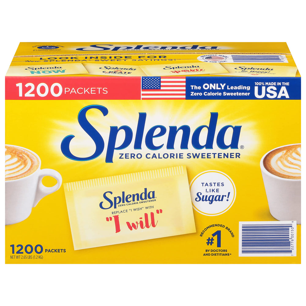 Splenda sweetener packet close-up showing original flavor and portable sweetness.