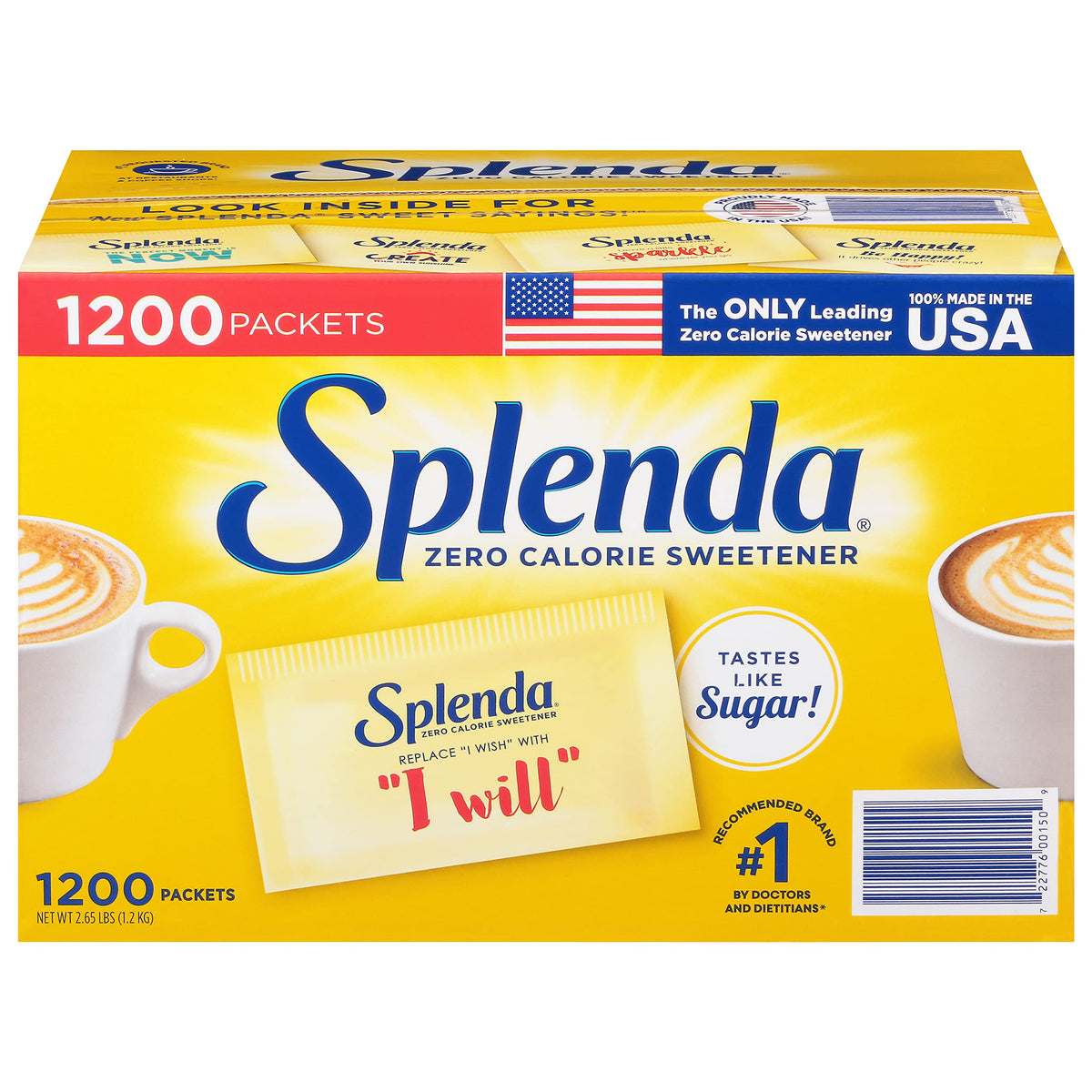 Splenda sweetener packet close-up showing original flavor and portable sweetness.