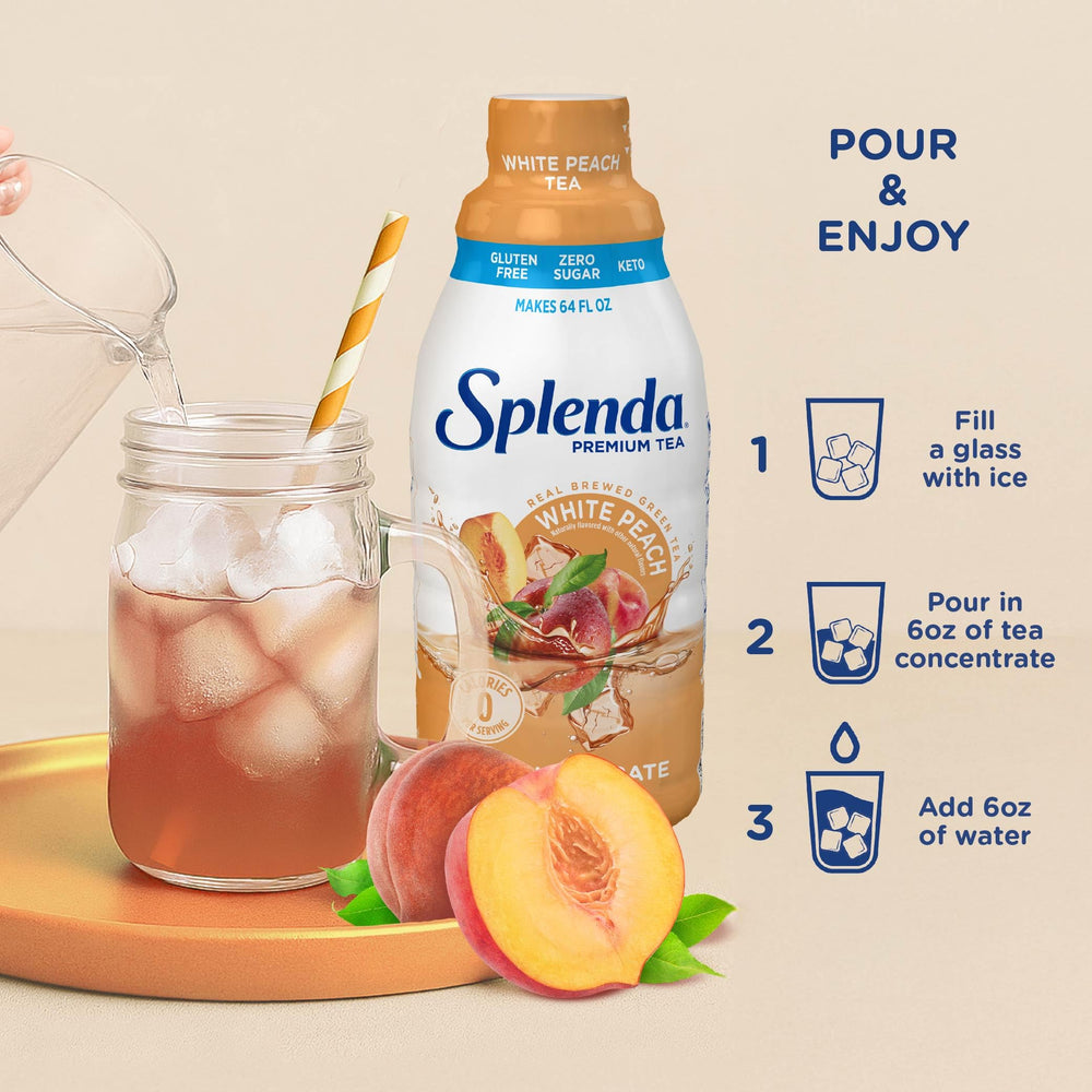 SPLENDA White Peach Tea glass served with crisp flavor and no sugar