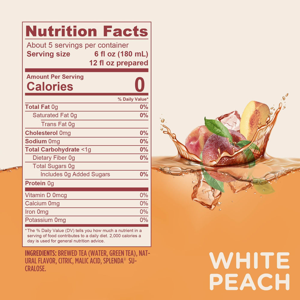 Pouring SPLENDA White Peach Tea over ice for keto-friendly sip