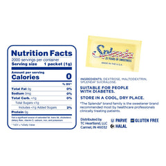 SPLENDA zero calorie packets used in baking for measured sweetness