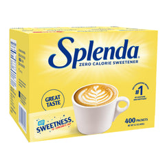 Splenda zero-calorie packets box shown for everyday sugar replacement