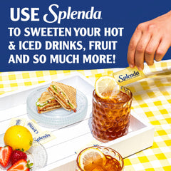 SPLENDA zero calorie packets back view, easy on-the-go sugar substitute.