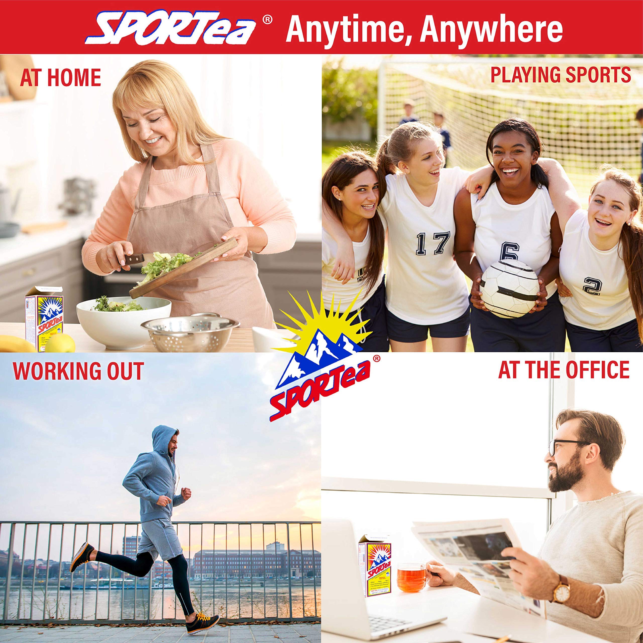 Sporttea Hot yerba mate blend image signals steady focus during work.