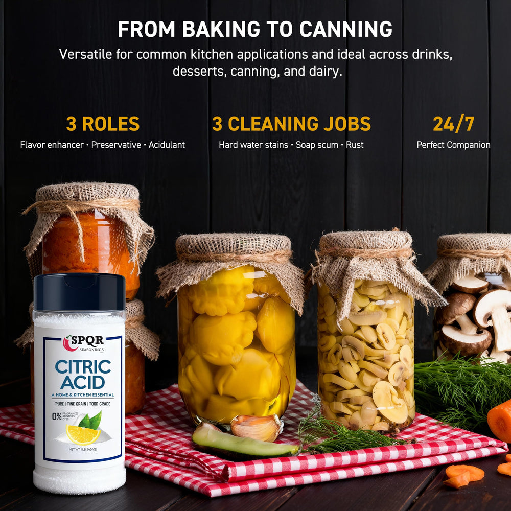 Dissolving SPQR Seasonings citric acid in water shows fast, even distribution.