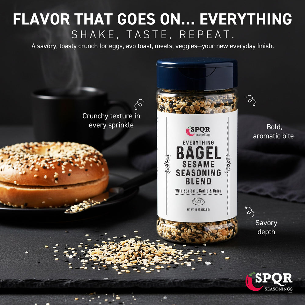 SPQR Everything Bagel Seasoning toasted onion detail on jar