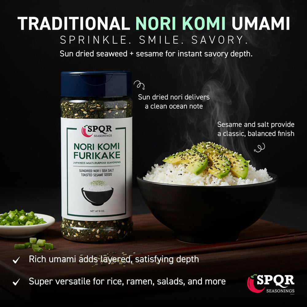 SPQR Nori Komi Furikake on noodles enhances flavor with ocean notes