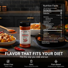 Pour-ready SPQR Smoked Paprika XL jar highlighting aroma and use