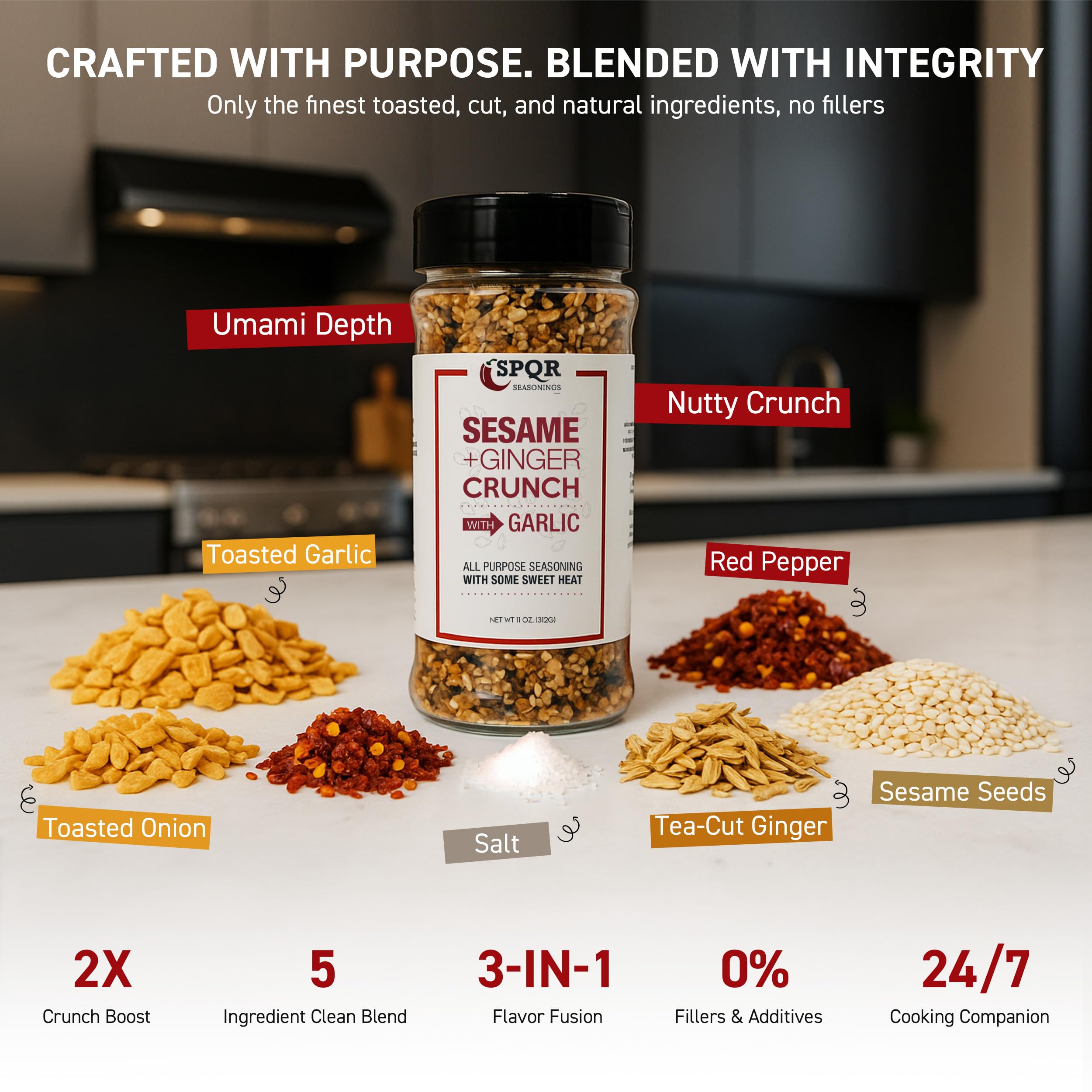 SPQR Sesame Ginger Crunch grilled-meat glaze enhances savory char