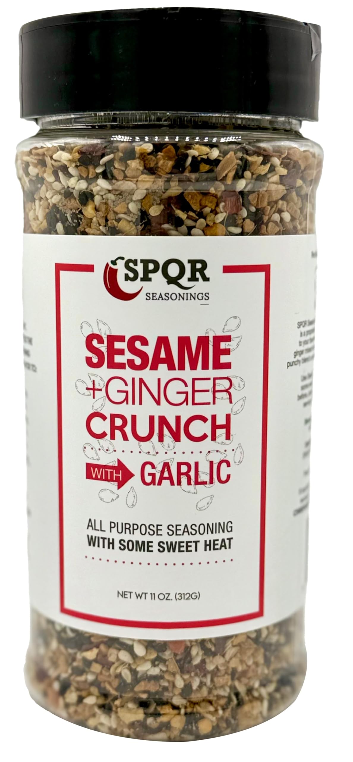 SPQR Sesame Ginger Crunch package-closeup communicates premium quality and level of spice