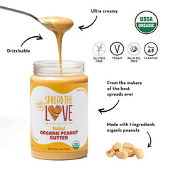 Spoonful of Spread The Love Naked Organic Peanut Butter ready to enjoy