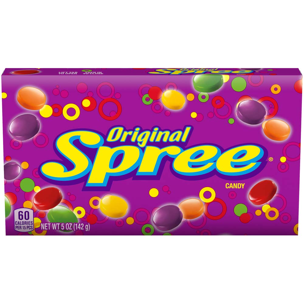 Spree candy theater box front view for movie night snacking.