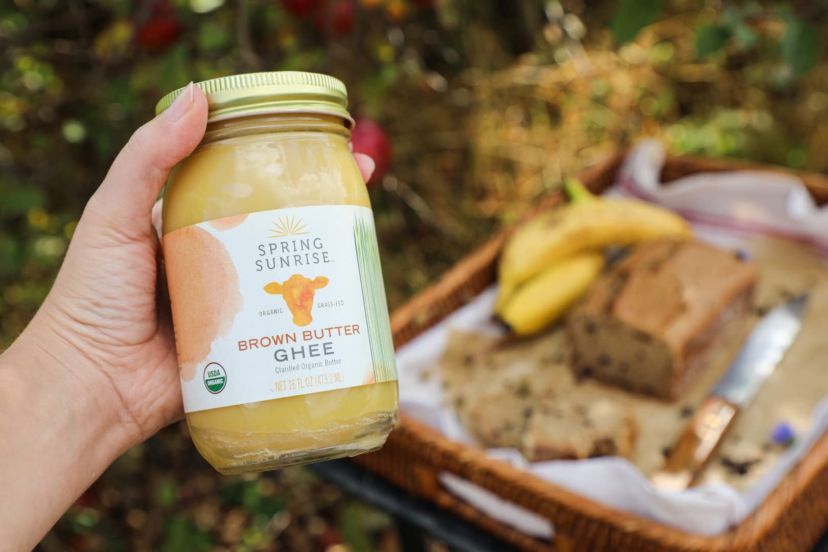 Golden color of Spring Sunrise Brown Ghee for keto and paleo dishes
