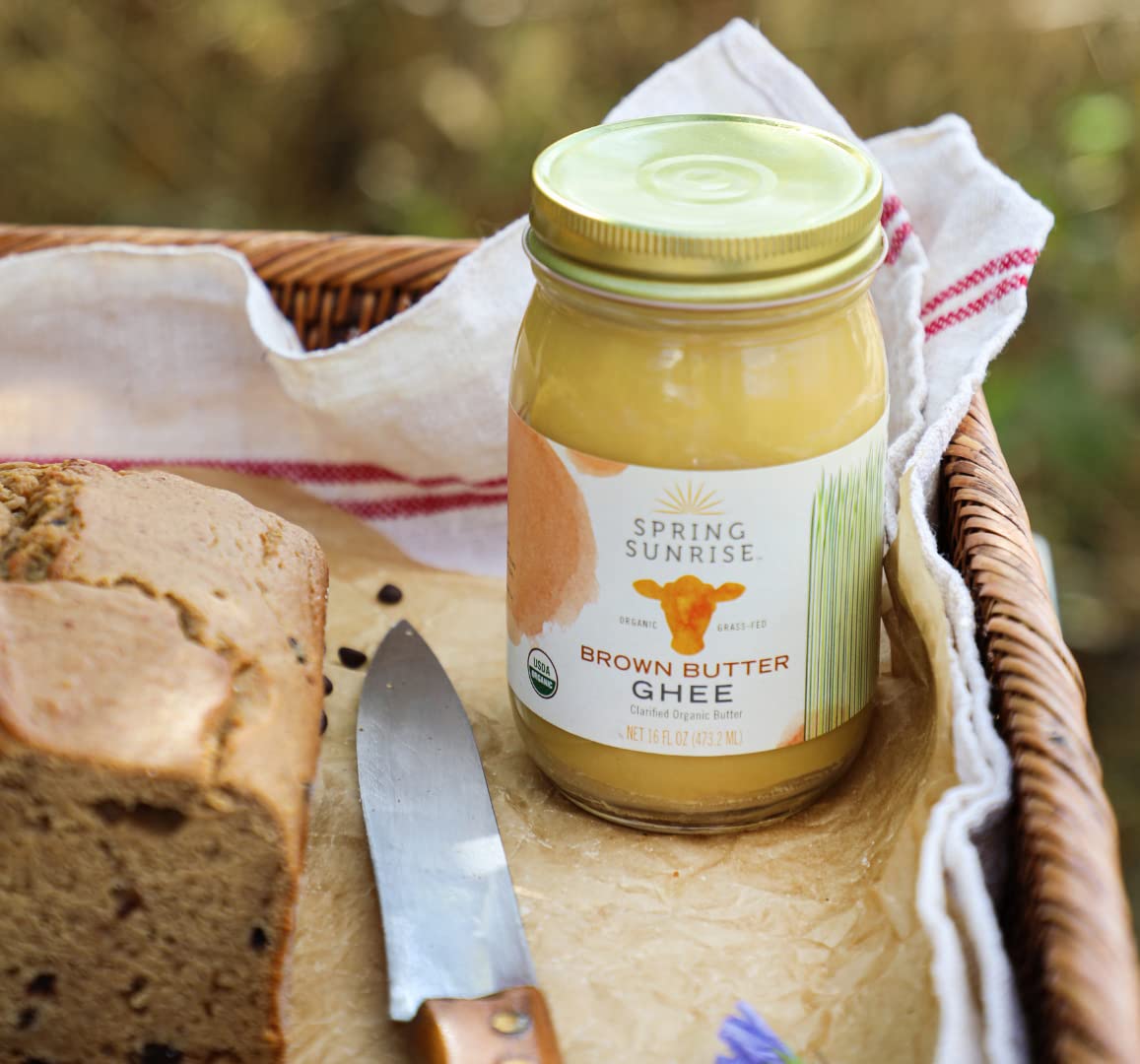 Packaging of Spring Sunrise Brown Ghee as lactose- and gluten-free option