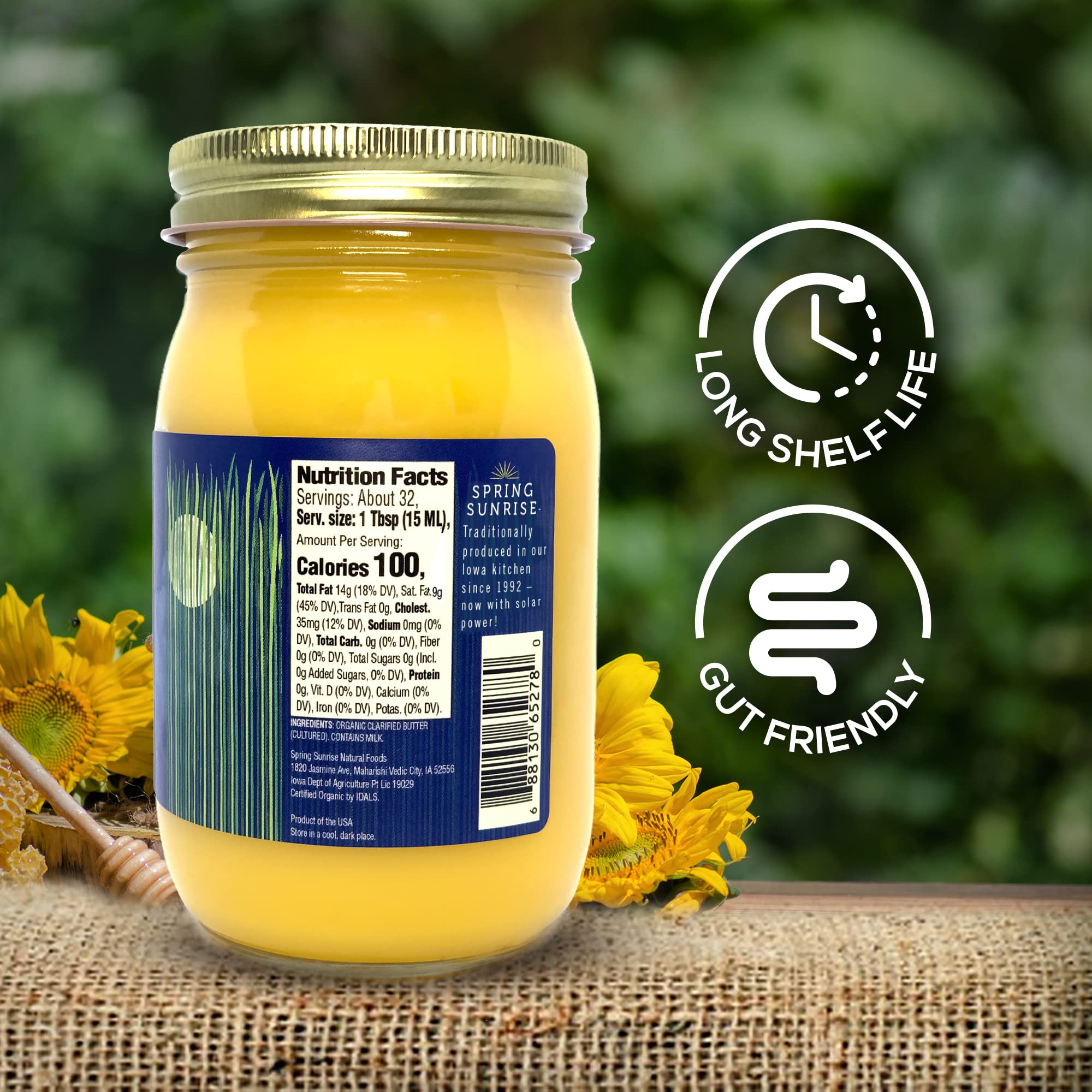 Spring Sunrise Ghee in skillet with vegetables for high-heat sauté
