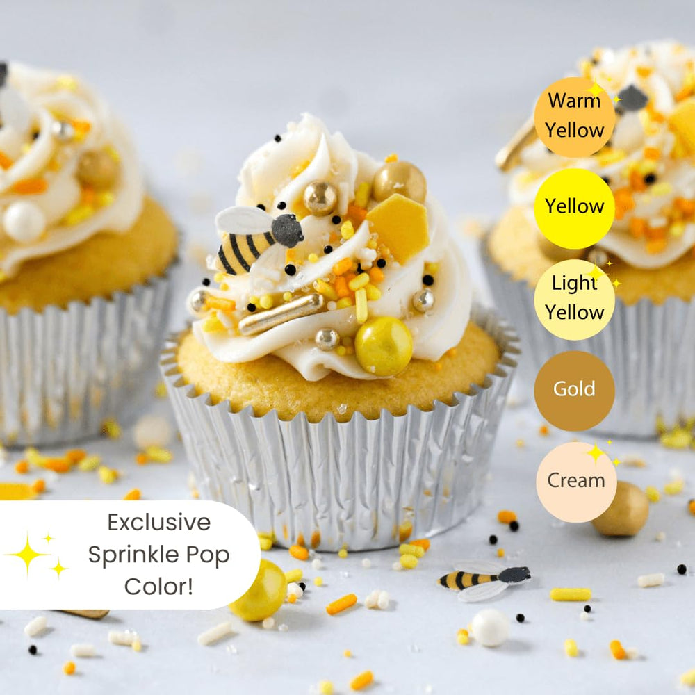 Bold contrast from Sprinkle Pop black pops on cupcakes and cookies.