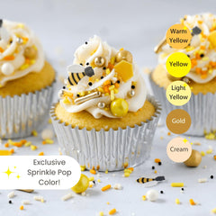 Bold contrast from Sprinkle Pop black pops on cupcakes and cookies.