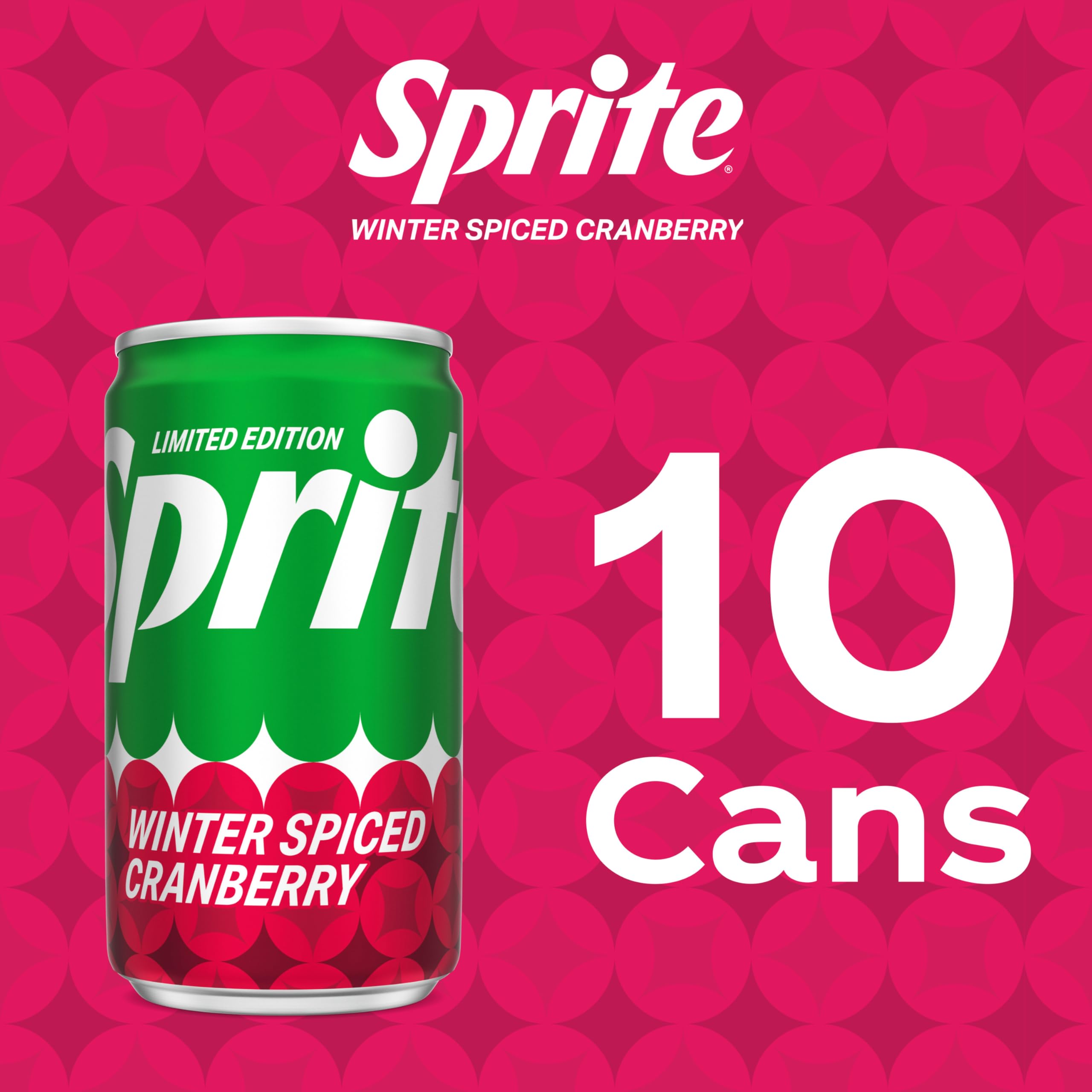 Seasonal flavor profile of Sprite Winter Spiced Cranberry beside a glass.