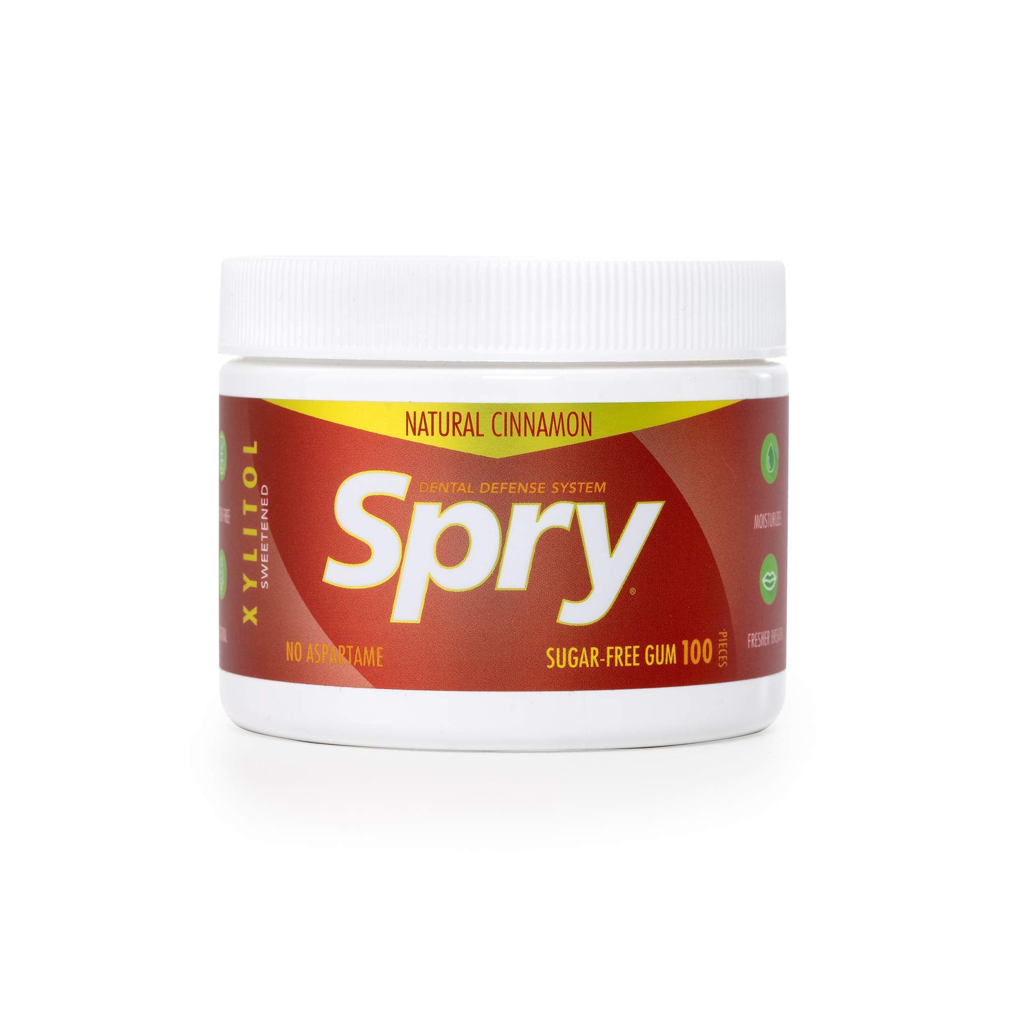 Spry Cinnamon Xylitol Gum closeup highlighting natural sweetness.
