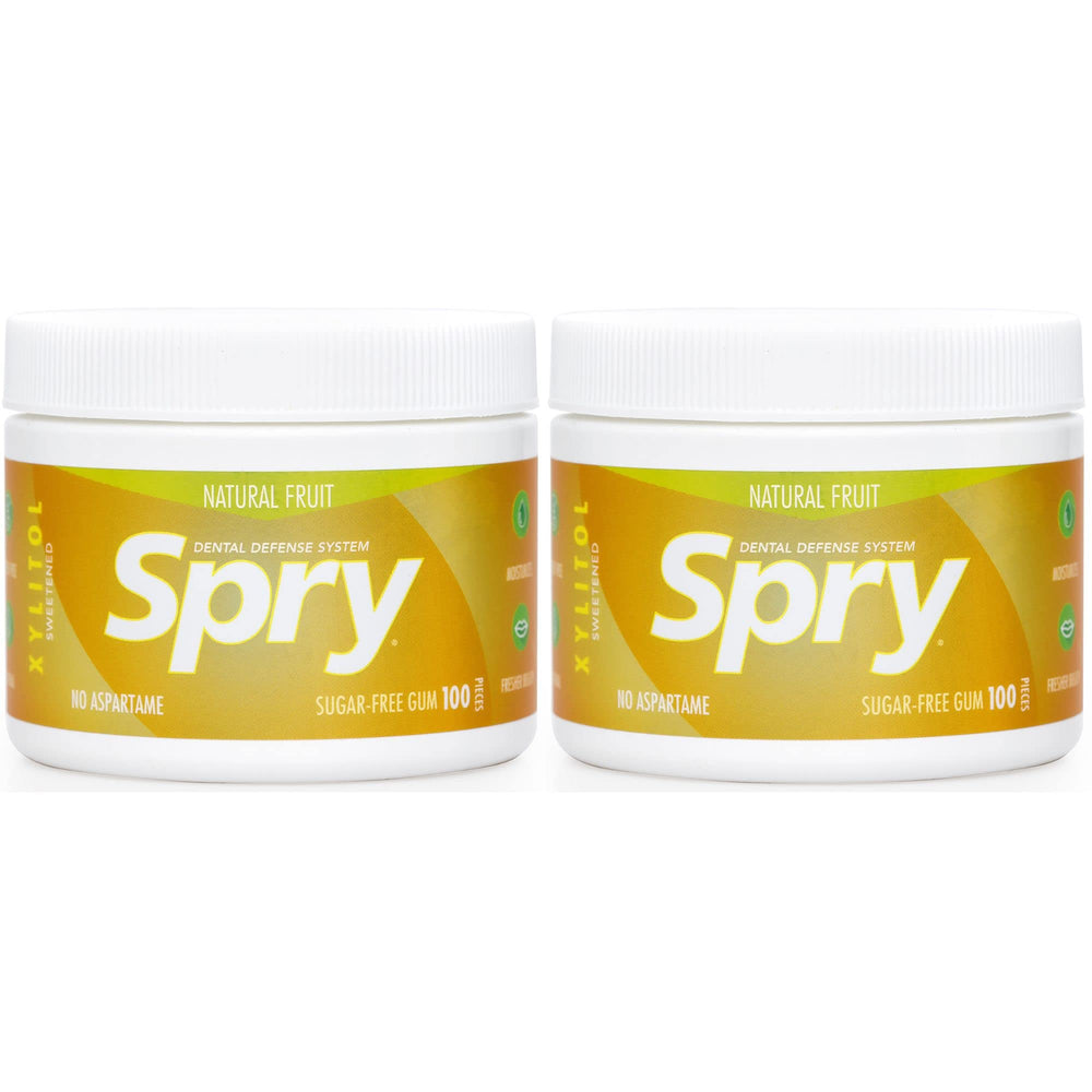 Spry Fresh Fruit gum container closed keeps gum fresh on the go.