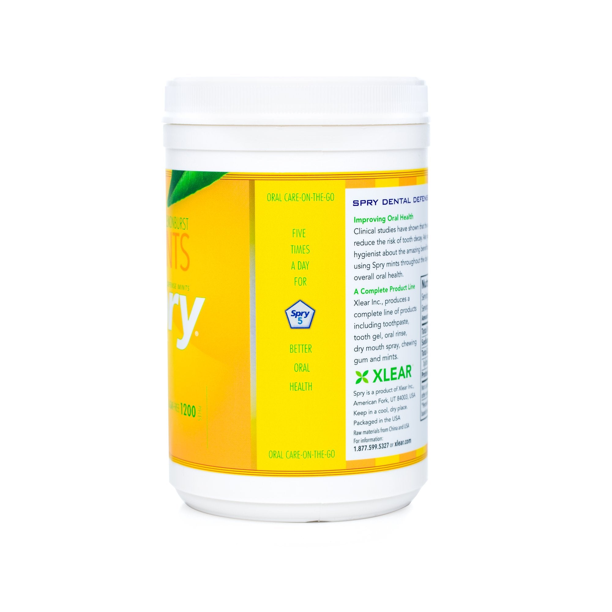 Spry Lemon Burst Mints on the go deliver fresh breath anytime
