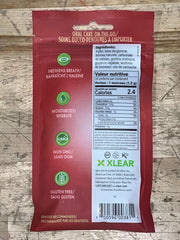 Close-up of Spry Cinnamon gum showing texture and mouthfeel for fresh breath.