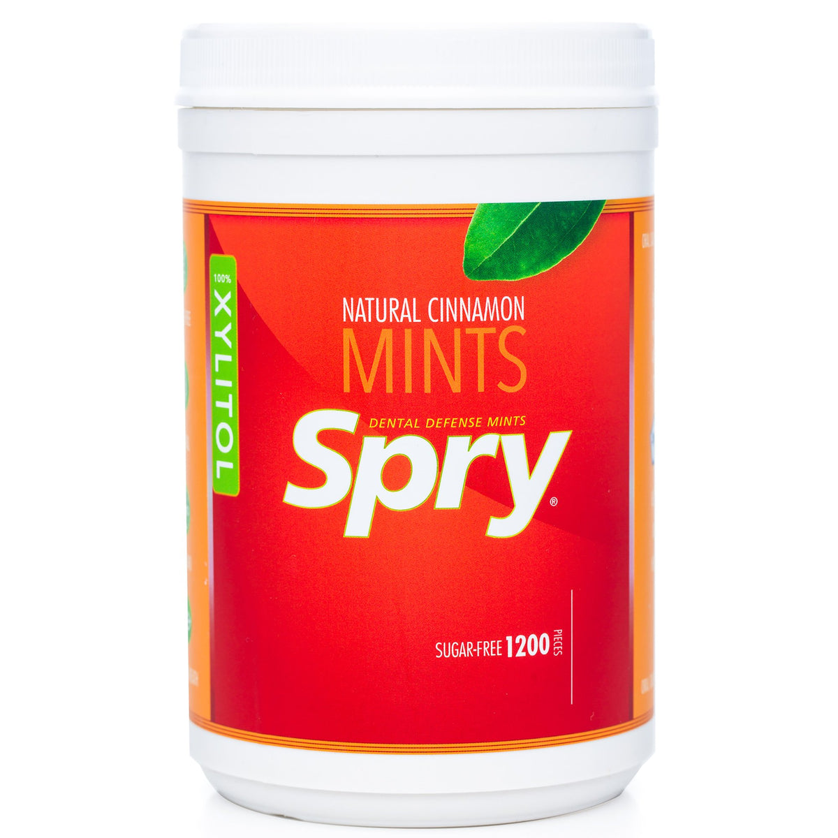 Spry Xylitol Cinnamon Mints pack front for fresh breath on the go.