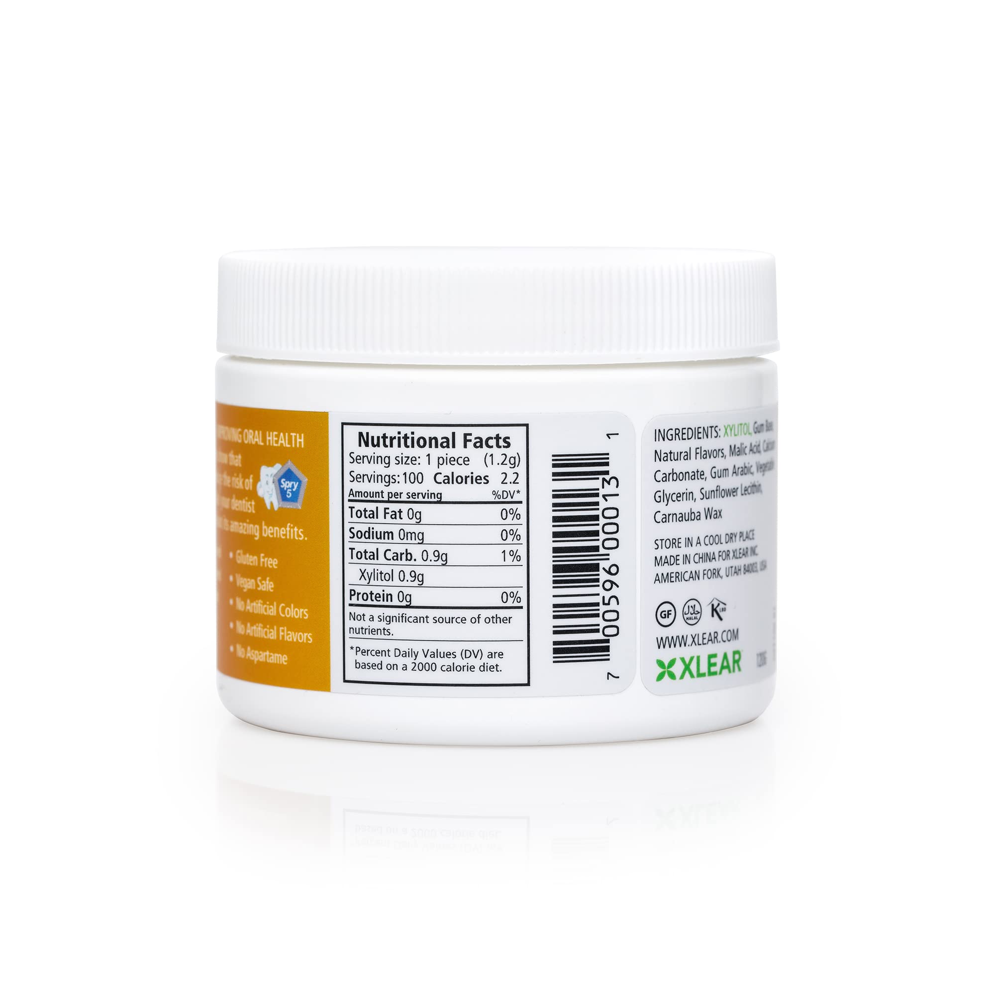 Spry Xylitol gum pieces close-up highlighting sugar-free texture and flavor.