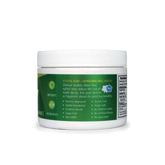 Spry Xylitol gum spearmint closeup piece reveals chewy texture and mint flavor