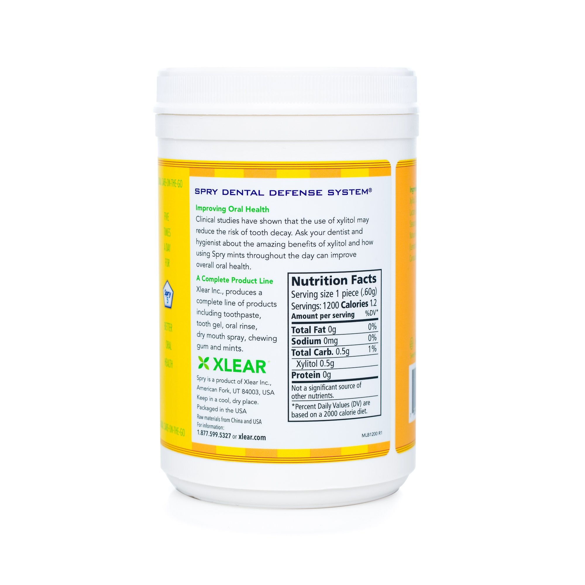 Spry Xylitol Lemon Burst Mints for daily use, dentist recommended