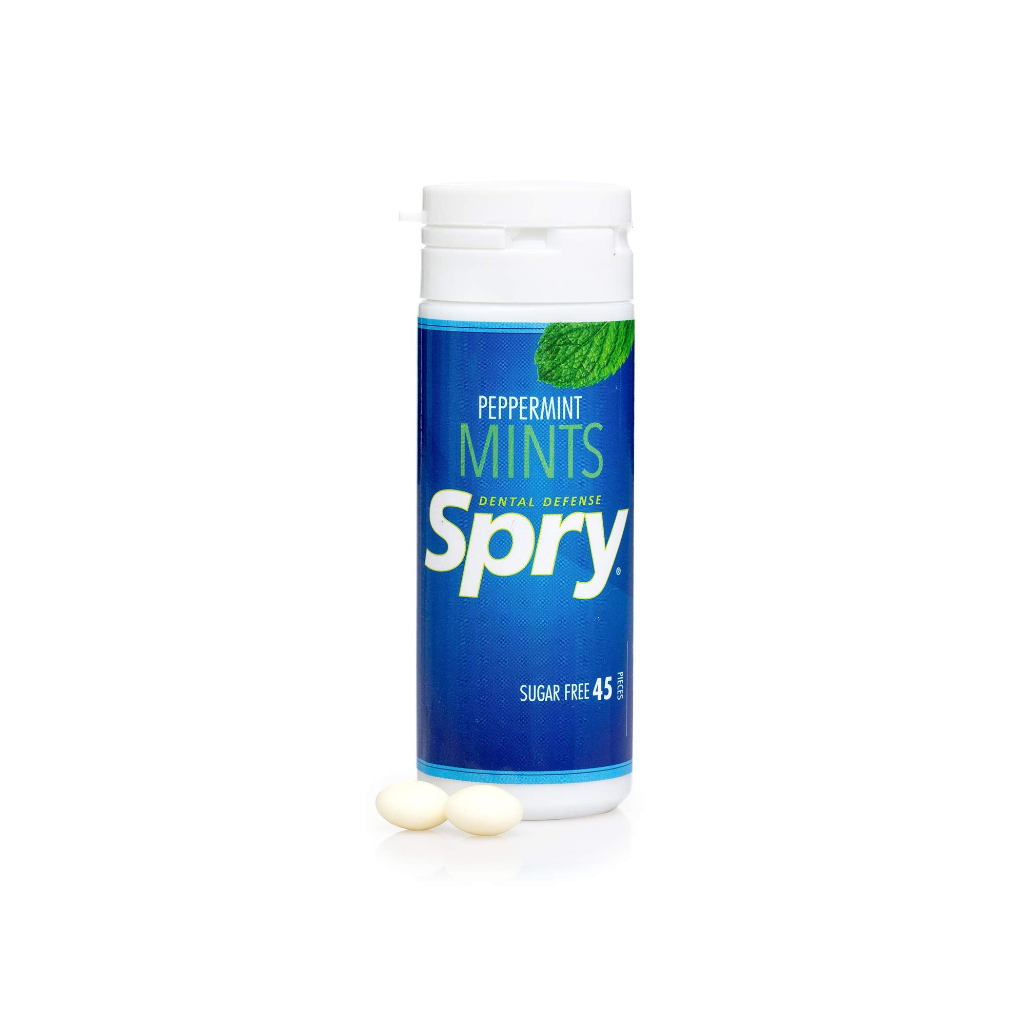 Spry Xylitol Peppermint Candy in pocket for on-the-go fresh breath.